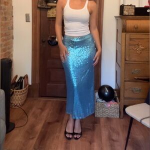 Blue Sequin Skirt